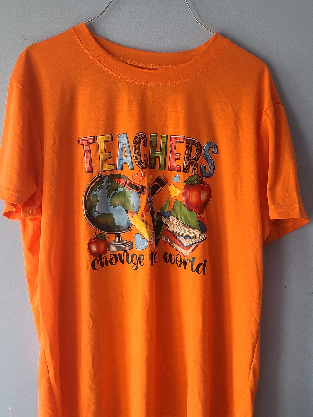 Teachers Change the World Orange Graphic Tee